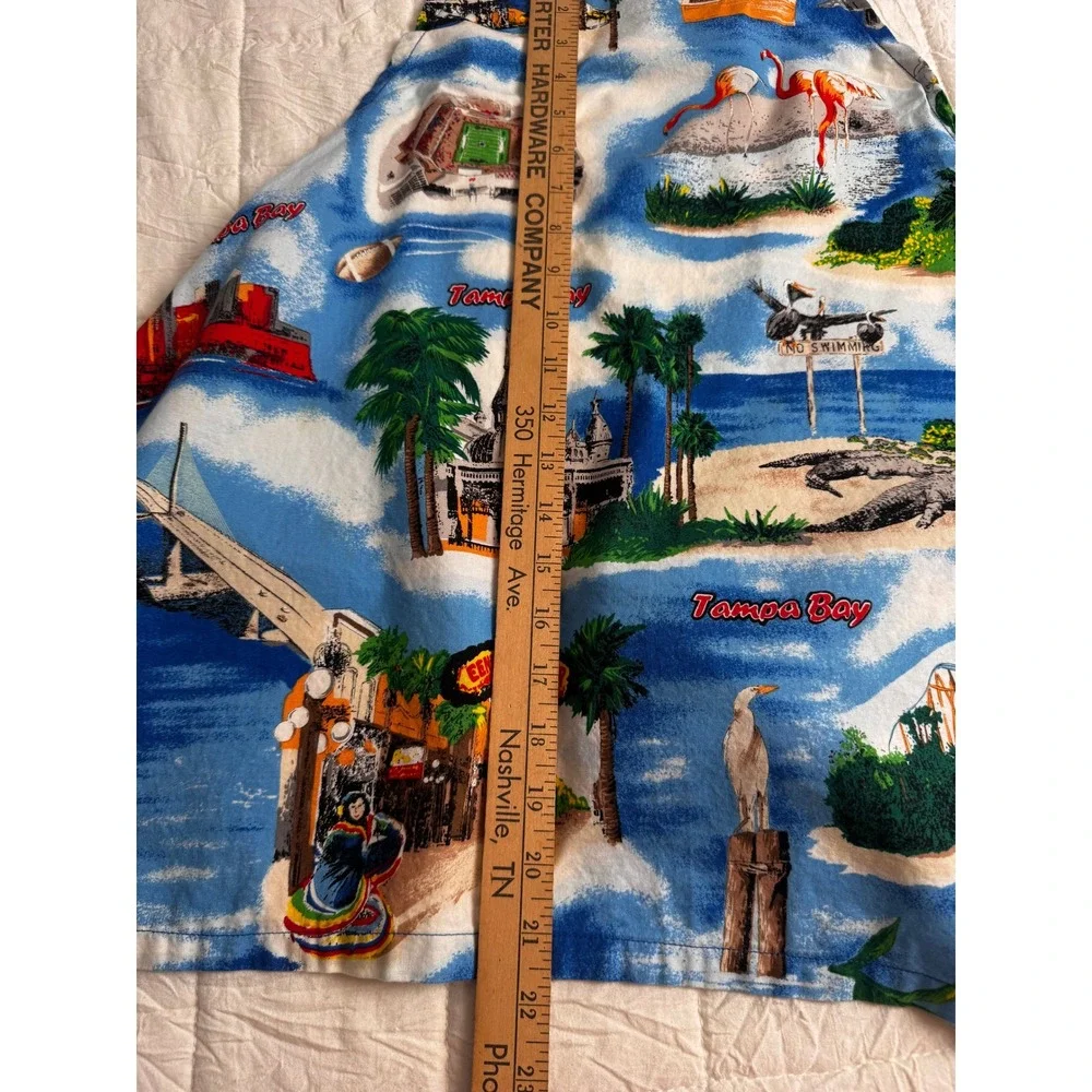 Coastal Vintage Handmade Tampa Bay Florida Apron Collage Print Blue Ribbon Ties